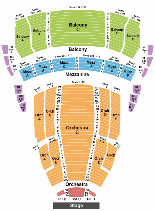 Temple Hoyne Buell Theatre Book of Mormon Seating Chart